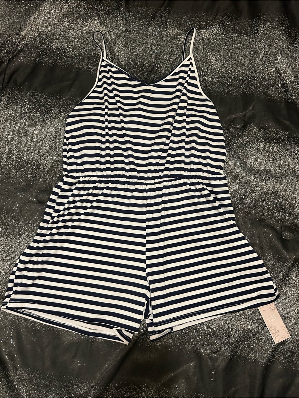 NWT Emery Rose Striped Navy and White Romper